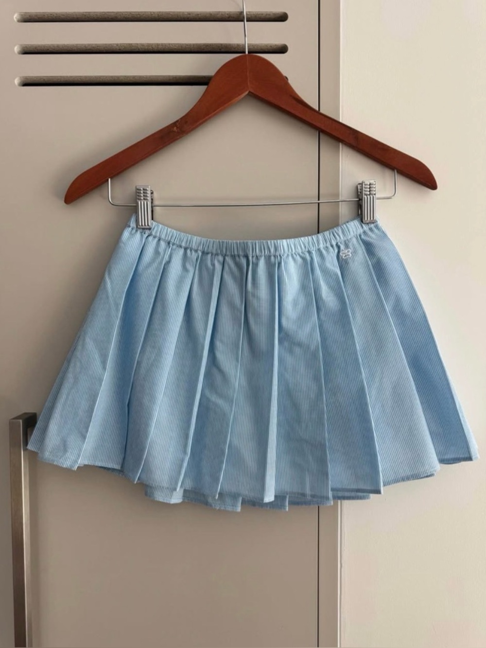 Aritzia Light Blue Pleated Skater Mini Skirt